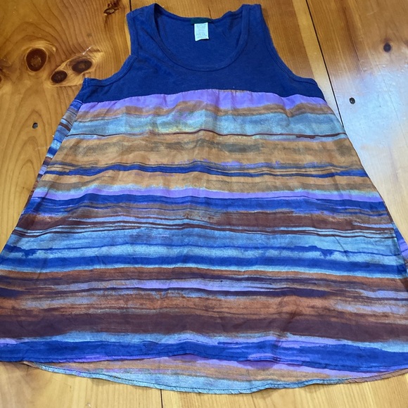 LEFT OF CENTER S Silk Tank Top w/Contrasting Cotton Material Mixed Media - Picture 1 of 4